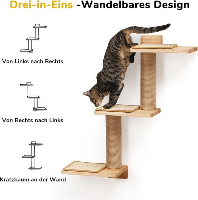 Detalle 2 de FUKUMARU Kletterwand Katzen 3‑in‑1 Wandregal