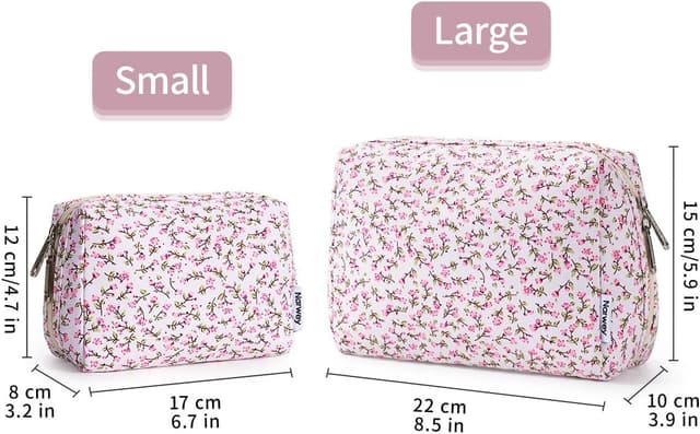 Detalle de Narwey Small Makeup Bag for Purse Travel – mini cosmetic pouch in Green Leaf