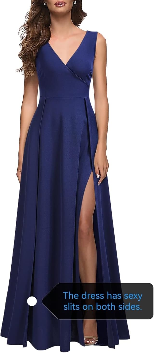 Detalle 2 de MUSHARE Women’s V-Neck Sleeveless Split Formal Dress (Bodycon Maxi)