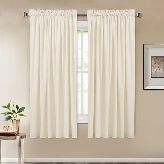 Imagen de StangH Ivory Velvet Curtains 63in 2 Panels en OfertitasTOP
