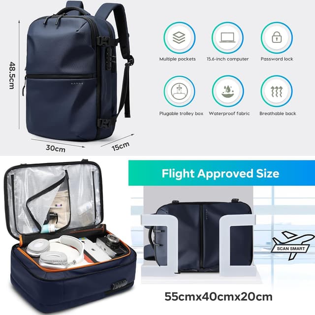 Detalle de BG FUTURE AESTHETICS Reiserucksack mit TSA-Zahlenschloss, wasserdichtem Polyester und Laptopfach bis 15,6 Zoll