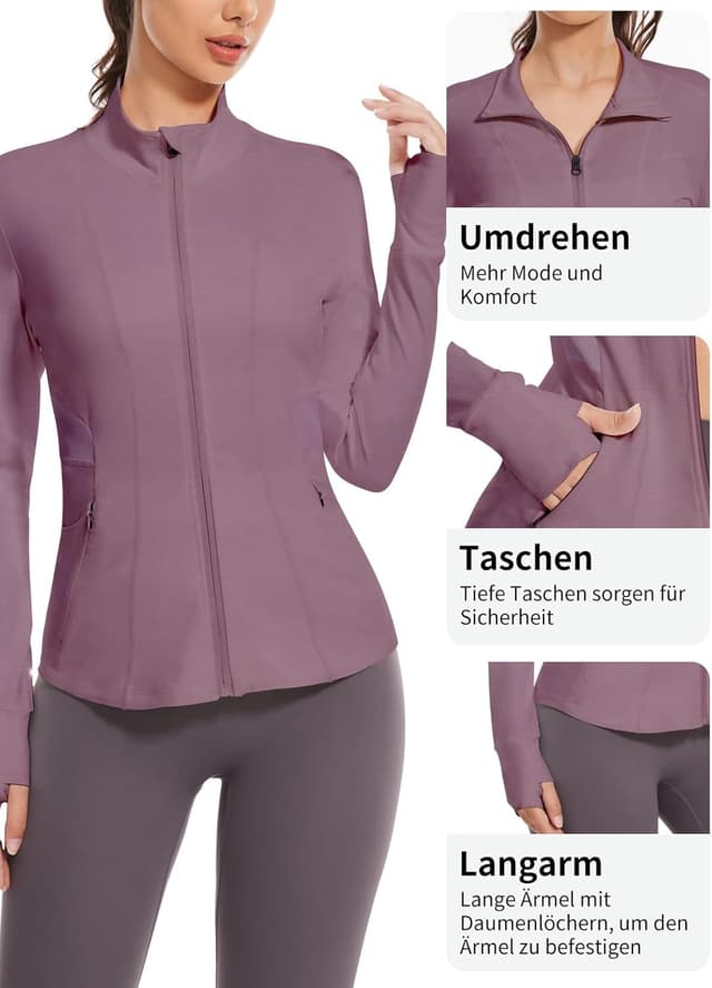 Detalle 2 de VUTRU Damen Laufjacke Sportjacke Langarm für Running