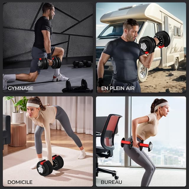 Thumbnail 1 de Yaheetech Haltères réglables 24 kg pour musculation 🏋