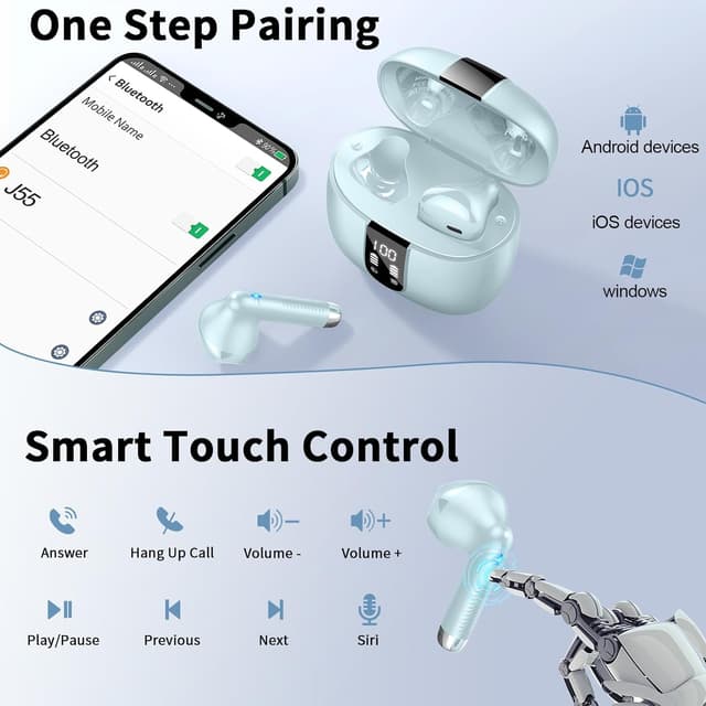 Detalle 2 de J55 Bluetooth Kopfhörer In‑Ear 48H Akku