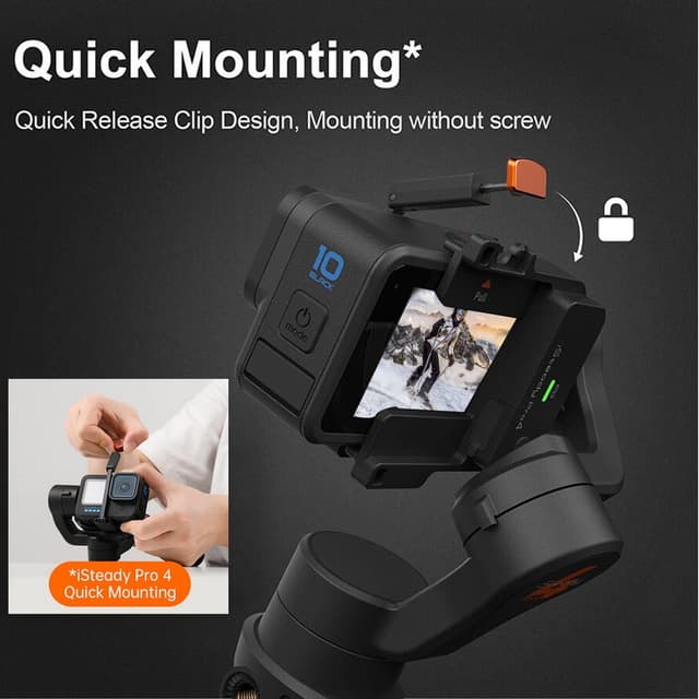 Detalle 2 de Hohem iSteady Pro 4-Action Camera Gimbal Stabilizer (3-axis) for GoPro, Osmo Action & Insta360 One R