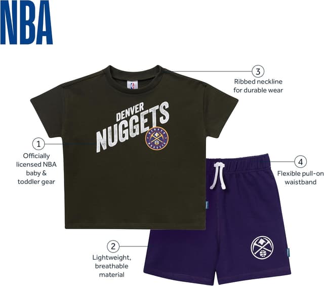 Detalle de Gerber Baby Boys' NBA Team T-shirt & Shorts Set (Denver Nuggets)
