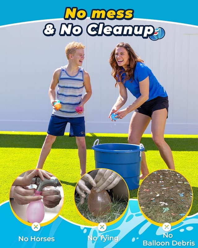 Detalle de 12PCS Reusable Water Balloons — Quick Fill Self-Sealing Water Splash Bombs for Kids (Ages 4–12)
