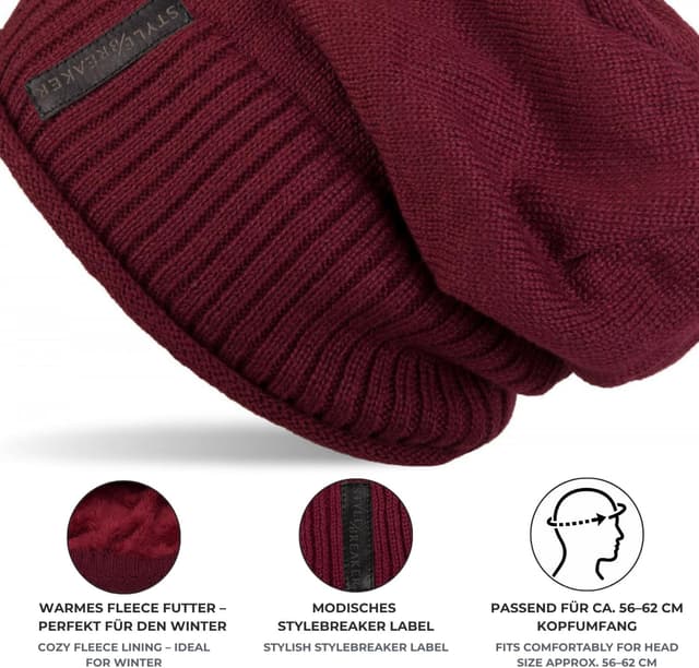 Detalle de styleBREAKER Gorro Unisex longbeanie 24 cm