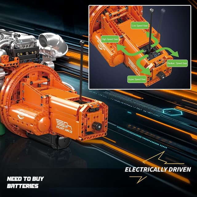 Detalle de Mould King 10200 Technik LKW-Motor – Klemmbaustein-Modell mit 3.236 Teilen (ab 14 Jahren)