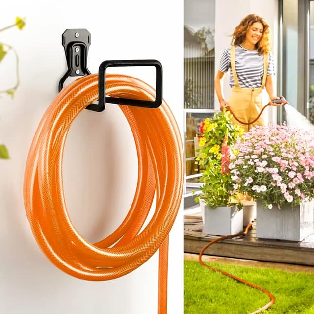 Detalle de AinDen Heavy Duty Metal Hose Reel Hanger (Wall Mounted) – Rustproof Hose Hooks for Garden Storage