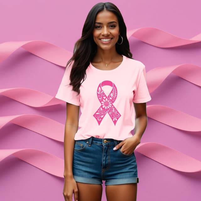 Detalle 2 de Breast cancer t shirt 60% polyester