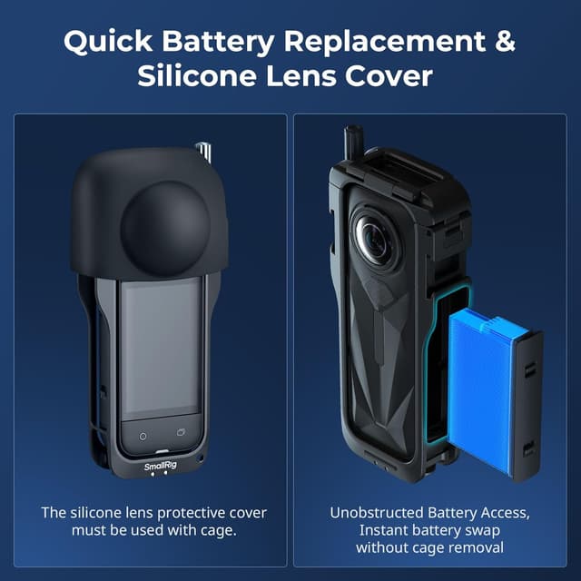 Detalle 2 de SMALLRIG Cage pour Insta360 X5 (5195) : boîtier de protection en alliage d’aluminium avec fixation rapide