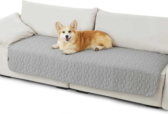 Detalle de Bedsure Waterproof Dog Blanket (76x182 cm) – washable, anti-slip couch & bed cover in grey