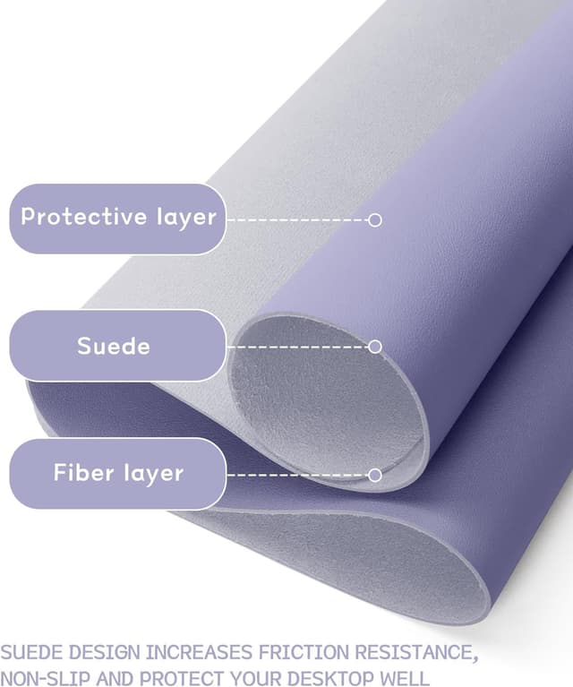 Detalle de YSAGi Non-Slip Desk Pad (90 x 43 cm) – Waterproof PVC Leather Desk Protector in Lavender