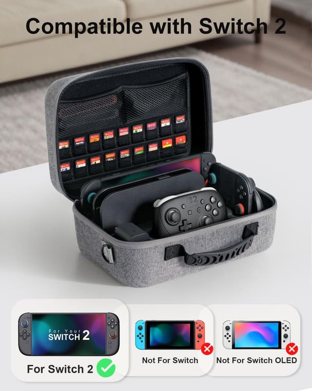 Detalle 2 de STARTRC GAMES All‑in‑One Carry Case for Switch 2, 18-slot