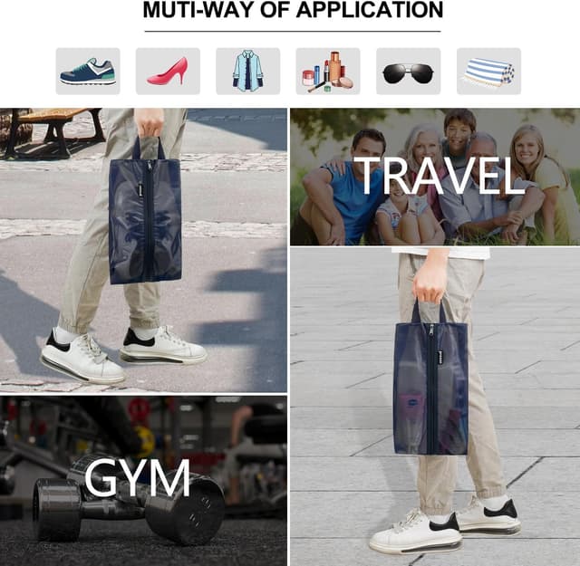 Detalle de Prezon Travel Shoe Bags (Water Resistant TPU Mesh) with YKK Zipper – unisex shoe storage pouch