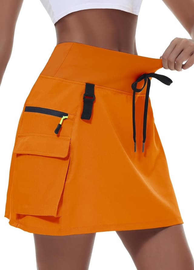 Detalle de MIVEI Women’s Hiking Cargo Skort with Zipper Pockets, Quick-Dry Anti-Chafe Inner Shorts & UPF 50+