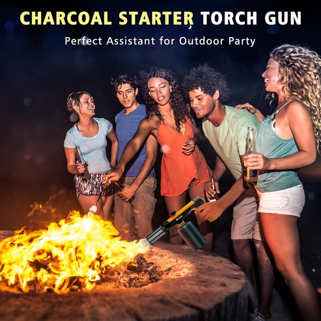 Detalle de ARTFLAMM Powerful Propane Torch Gun with Turbo Mode (Charcoal Torch Lighter, Safety Lock) — Tank Not Included