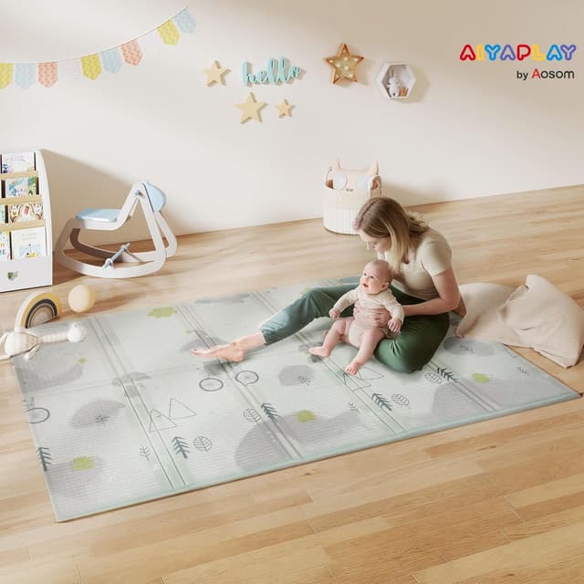 Detalle 2 de AIYAPLAY Tapis de jeu bébé pliable et réversible 200 x 150 x 1,5 cm, mousse antidérapante et imperméable