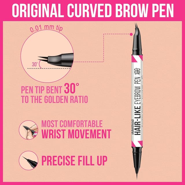 Thumbnail 6 de iMethod Curved Eyebrow Pen (2-in-1 dual-ended) with curved tip and brush-tip, Black Brown