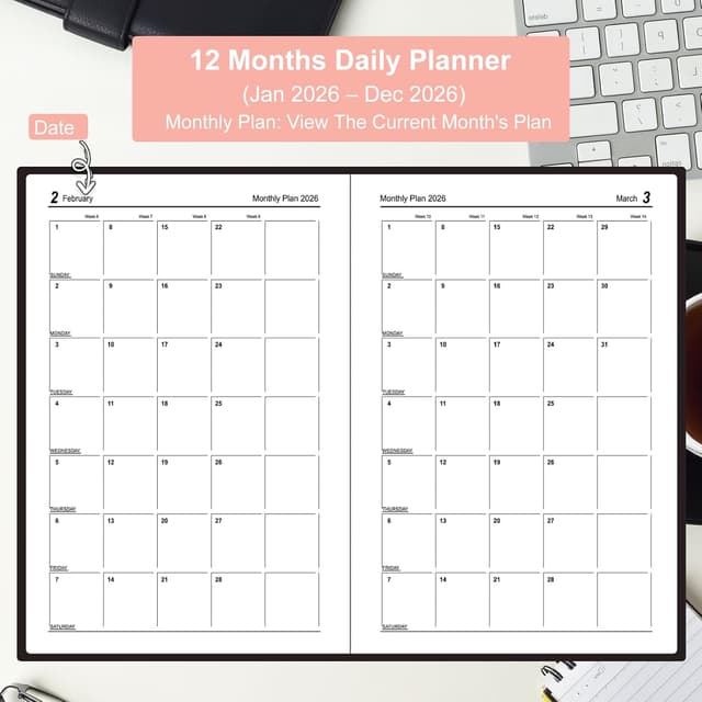 Thumbnail 4 de Mljtoyo Diary 2026 A5 Page‑a‑Day Pink