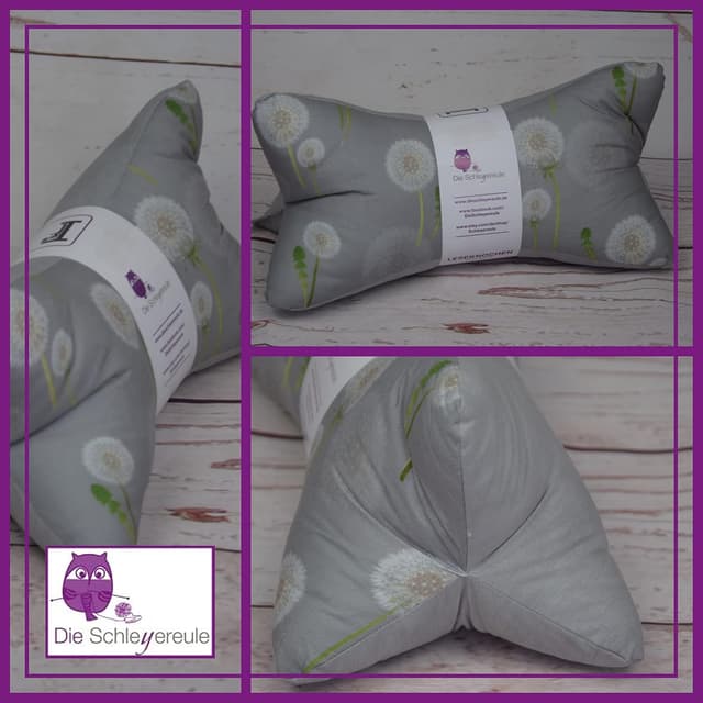 Detalle de Leseknochen Nackenkissen „Blätter“ – handgefertigte Nackenrolle aus Baumwolle, waschbar (in Deutschland genäht)