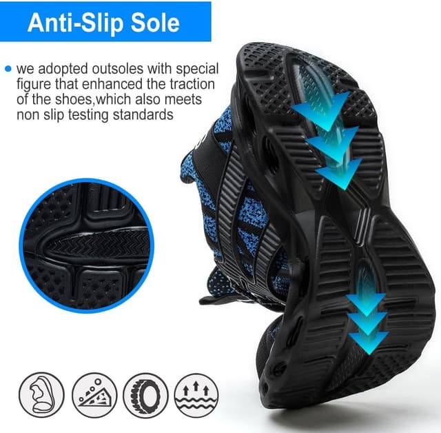 Detalle de YEKOYIOO Sicherheitsschuhe mit Stahlkappe (Anti-Smashing), leicht & atmungsaktiv – EU-Größen 38–46