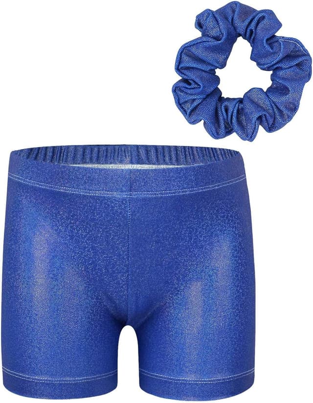 Detalle de Gogokids girls’ three-piece gymnastics set (sleeveless leotard, shorts and hairband) for ages 2–11