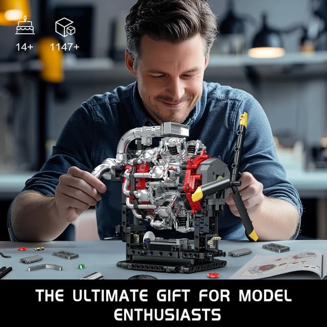 Detalle 2 de Mould King 10211 – Kit de construction en blocs moteur d’avion (1147 pièces)