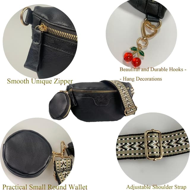 Thumbnail 6 de Vpoofree Women’s Cross Body Bag (Small) with Coin Purse – Black adjustable sling/waist bag