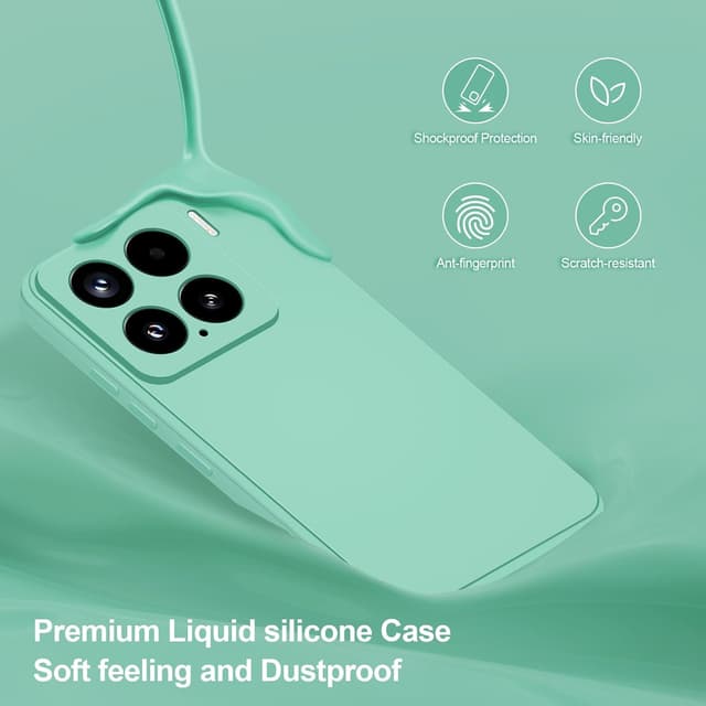 Detalle de Btstring Hülle für Xiaomi 15 – Silikon-Case mit Mikrofaserfutter und Rundumschutz (Matcha Grün)