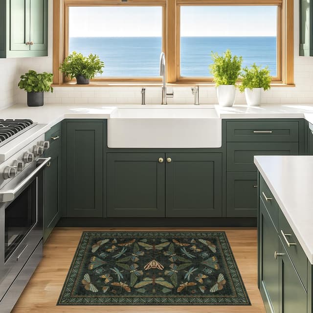 Thumbnail 5 de Hazo Haus 2x3 Entry Rug Dark Green for Indoor Use