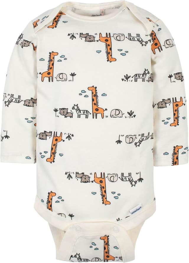 Detalle de Confezione da 6 tutine/body a maniche lunghe per neonato Gerber Baby Boys, blu giungla