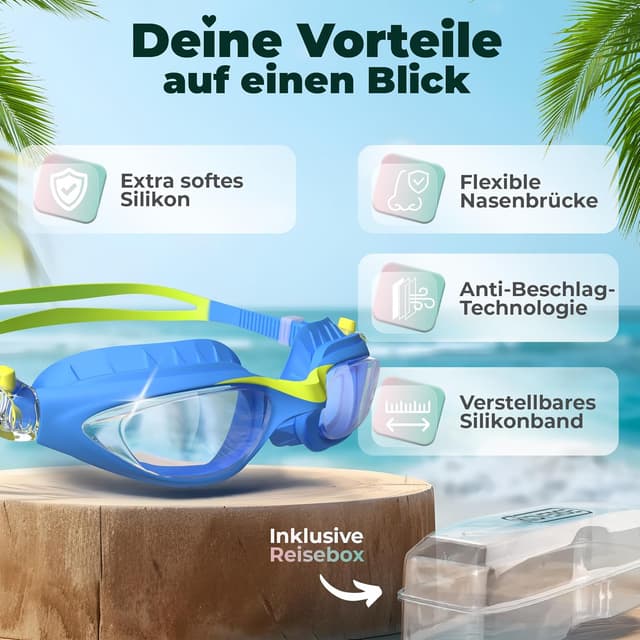 Detalle 2 de KIDVERSE Kinder-Schwimmbrille (ab 3 bis 13 Jahre) mit UV-Schutz & Anti-Beschlag