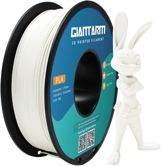 Detalle de GIANTARM PLA Filament 1,75 mm (weiß) auf 1-kg Spule – für sauberes, präzises Drucken