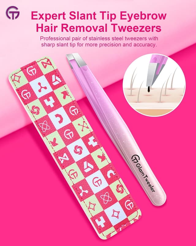 Detalle 2 de Expert slant tip tweezers 95mm leather case