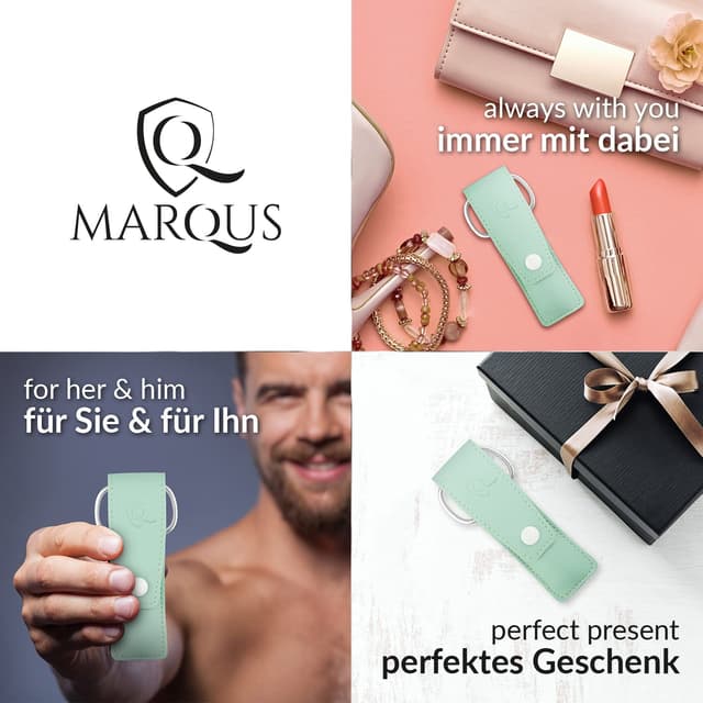 Detalle 2 de marQus Nagelschere- & Pinzetten-Set (3-teilig) mit Solingen-Feile – Reise-Maniküre im Mint-Etui