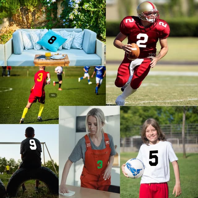 Detalle de 34-Piece Iron-On T-Shirt Numbers (0–9) in Green, 8 inch & 2 inch heat transfer set