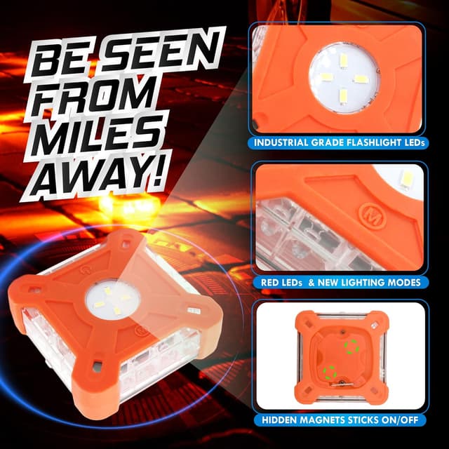 Detalle de MARCALA Emergency LED Road Flares 3-Pack