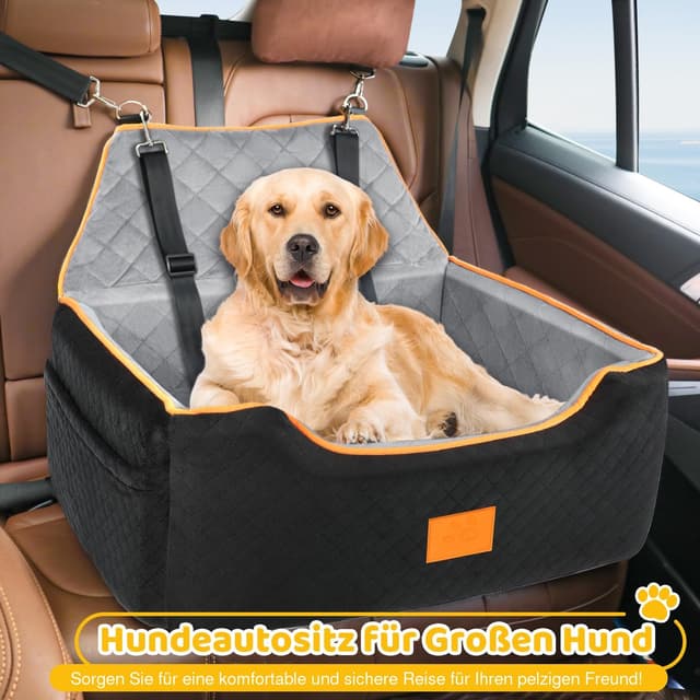 Detalle de GL GLENSLAVE Hundesitz-Erhöhung für große/mittlere Hunde bis 25 kg, abnehmbar & waschbar (schwarz/grau)