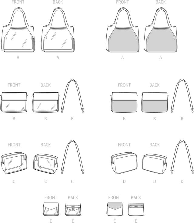 Detalle de Simplicity SS9562OS – Sac fourre-tout, sacs et pochette (taille unique)