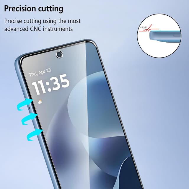 Detalle 2 de Pollachi set da 3 vetri temperati 9H per Motorola Moto G15/G15 Power e Moto G17/G17 Power con antistaglio e anti-impronte