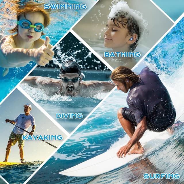 Detalle 2 de Waterproof Swimming Ear Plugs for Adults – 3 Pairs of Reusable Soft Silicone Earplugs (Water Sports, Surfing & Diving)