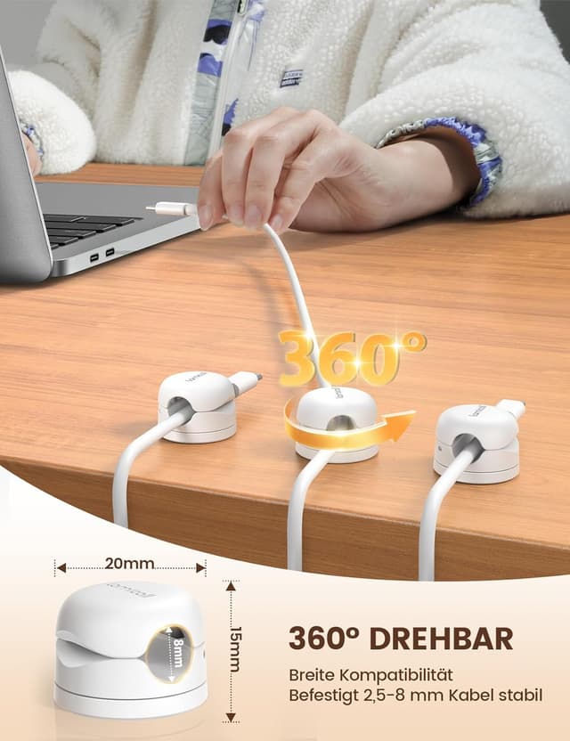 Detalle 2 de Lamicall Kabelhalter Selbstklebend 6 Stück 🔌