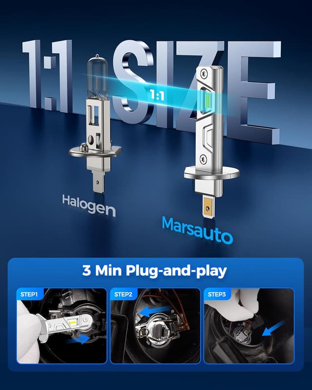 Detalle de Marsauto H1 Fog Light Bulb (MF2) 6500K 1:1 LED for Fog, Side Marker & Parking Light Combos