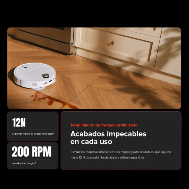 Detalle de Roborock Qrevo Edge 2 Pro: robot aspirador y friegasuelos con base multifunción y fregado de bordes