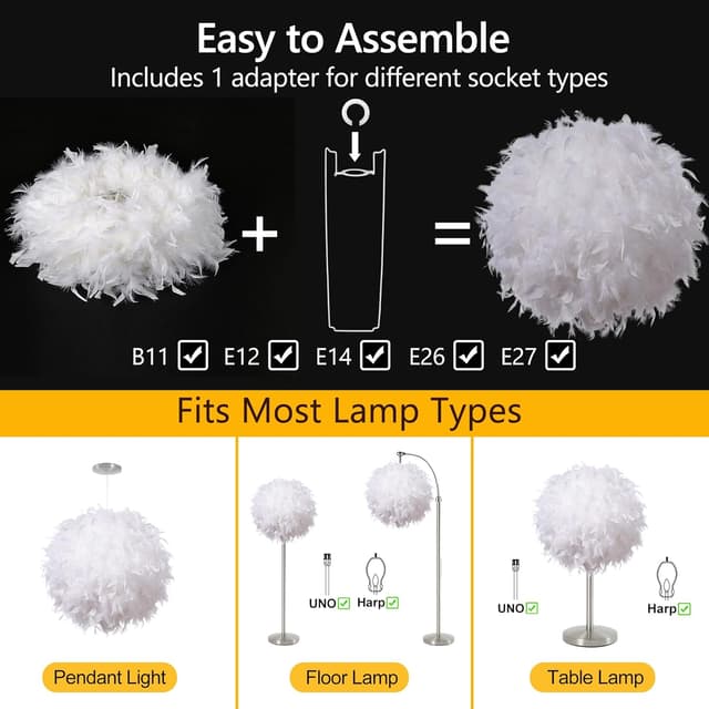 Detalle de Waneway feather lamp shade 50cm for pendants