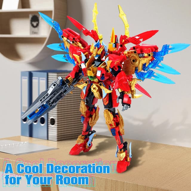 Detalle de TIALLOW Fire Phoenix Mech Sets 2-in-1 Transforming Robot Building Blocks (Vermilion Bird, 531 Pieces)