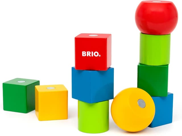 Detalle de BRIO 30435 Magnetische Holzbausteine – magnetisches Steck- und Stapelspiel für Kinder ab 12 Monaten