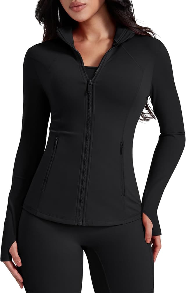Detalle de AVGO Womens Lightweight Zip Up Workout Jacket with Pockets & Thumb Holes